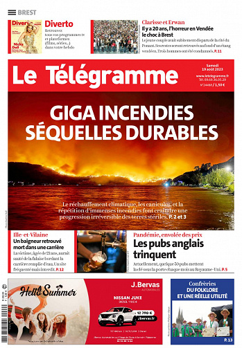 Le Télégramme (5 Éditions) Du Samedi 19 Août 2023