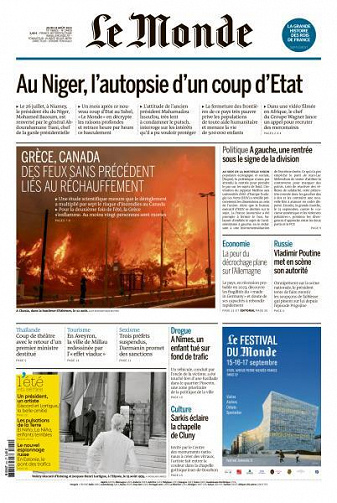 Le Monde du Jeudi 24 Août 2023