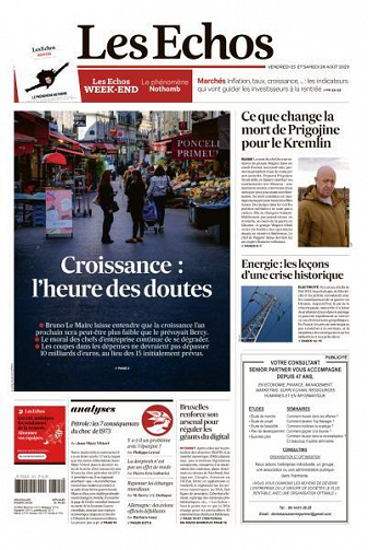 Les Echos du Vendredi 25 et Samedi 26 Août 2023