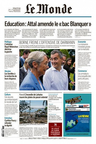 Le Monde du Mardi 29 Août 2023