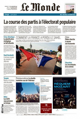 Le Monde du Dimanche 3 et Lundi 4 Septembre 2023