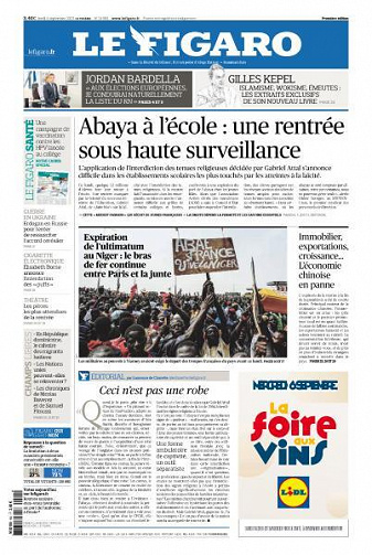 Le Figaro du Lundi 4 Septembre 2023