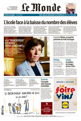 Le Monde du Lundi 4 Septembre 2023
