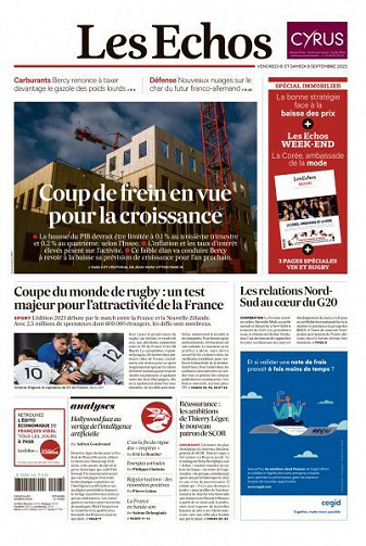 Les Echos du Vendredi 8 et Samedi 9 Septembre 2023