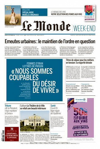 Le Monde du Samedi 9 Septembre 2023
