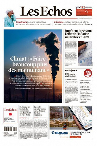 Les Echos du Lundi 11 Septembre 2023