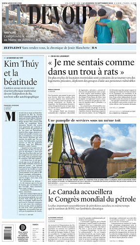 Le Devoir du 15 Septembre 2023