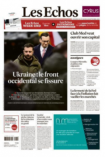 Les Echos du Vendredi 22 et Samedi 23 Septembre 2023