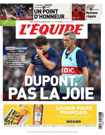 L’equipe du Vendredi 22 Septembre 2023