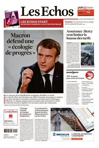 Les Echos du Lundi 25 Septembre 2023