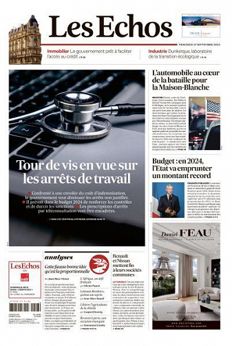 Les Echos du Mercredi 27 Septembre 2023