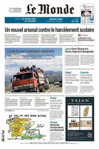 Le Monde du Vendredi 29 Septembre 2023