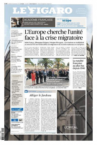 Le Figaro du Vendredi 29 Septembre 2023