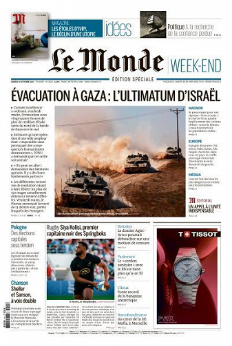 Le Monde du Samedi 14 Octobre 2023