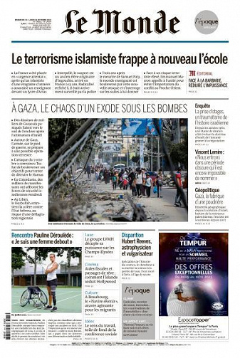 Le Monde du Dimanche 15 et Lundi 16 Octobre 2023