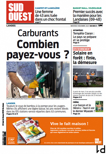Sud Ouest (10 éditions) du Mercredi 1er Novembre 2023
