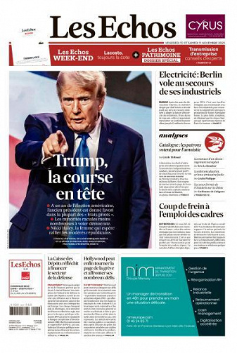 Les Echos du Vendredi 10 et Samedi 11 Novembre 2023