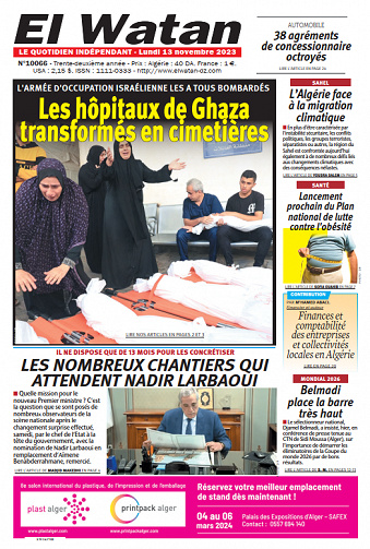 El Watan du Lundi 13 Novembre 2023