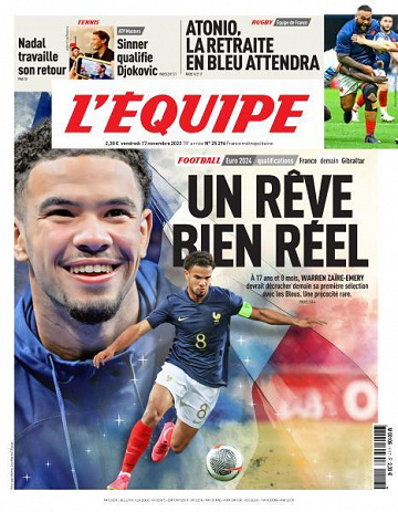 L’equipe du Vendredi 17 Novembre 2023