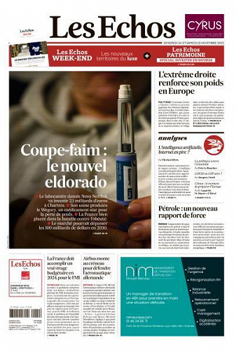 Les Echos du Vendredi 24 et Samedi 25 Novembre 2023