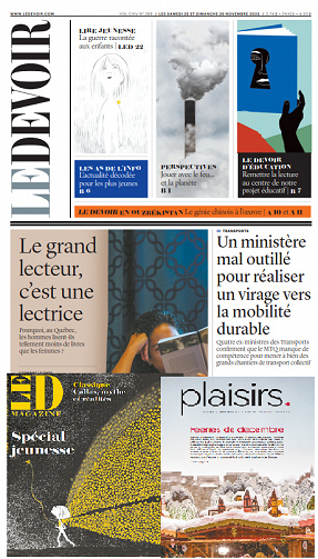 Le Devoir (+ magazines) des 25 et 26 novembre 2023
