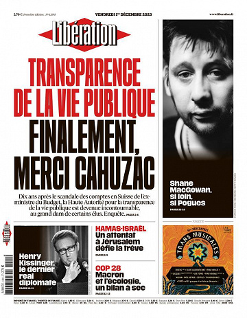 Libération du Vendredi 1er Décembre 2023