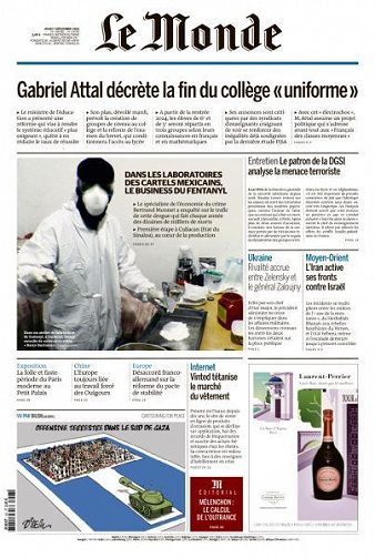 Le Monde du Jeudi 7 Décembre 2023