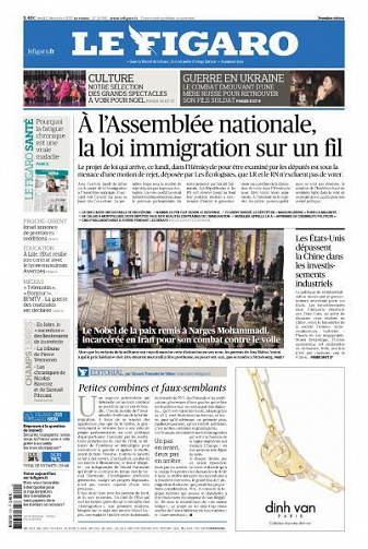 Le Figaro du Lundi 11 Décembre 2023