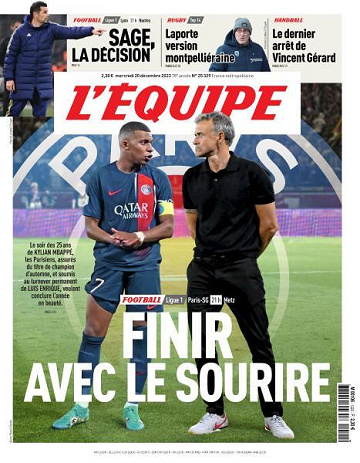 L’equipe du Mercredi 20 Décembre 2023