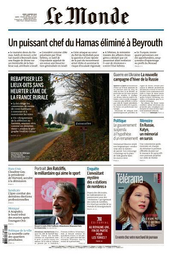 Le Monde du Jeudi 4 Janvier 2024