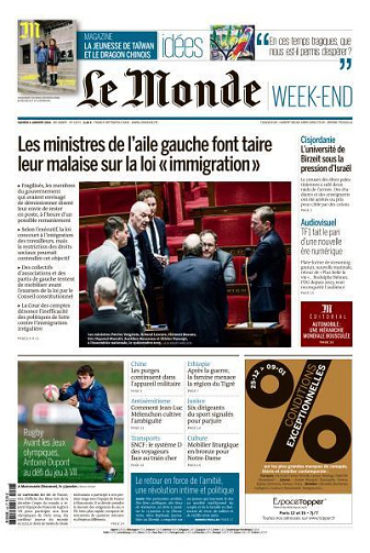 Le Monde du Samedi 6 Janvier 2024