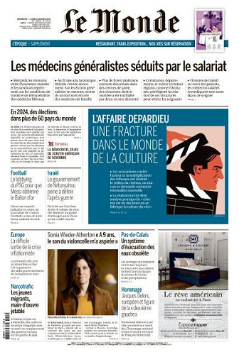 Le Monde du Dimanche 7 et Lundi 8 Janvier 2024