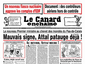 Le Canard Enchaîné du Mercredi 10 Janvier 2024