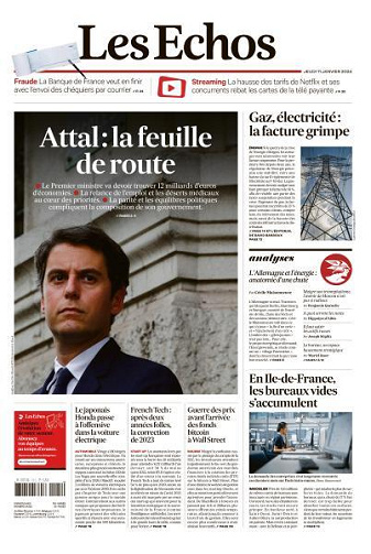 Les Echos du Jeudi 11 Janvier 2024