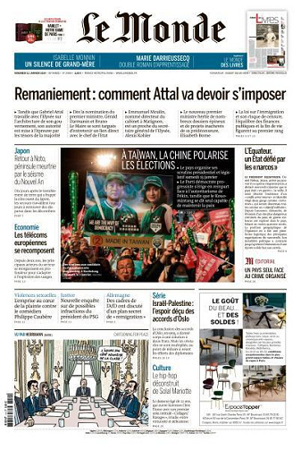 Le Monde du Vendredi 12 Janvier 2024
