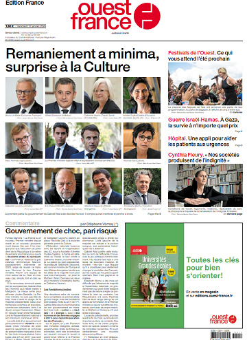 Ouest-France Édition France du Vendredi 12 Janvier 2024