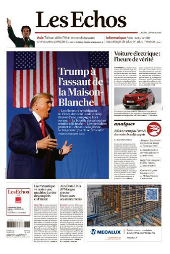 Les Echos du Lundi 15 Janvier 2024