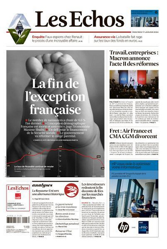 Les Echos du Mercredi 17 Janvier 2024