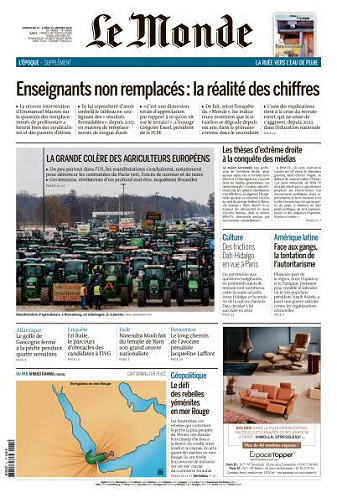 Le Monde du Dimanche 21 et Lundi 22 Janvier 2024