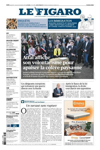 Le Figaro du Samedi 27 et Dimanche 28 Janvier 2024