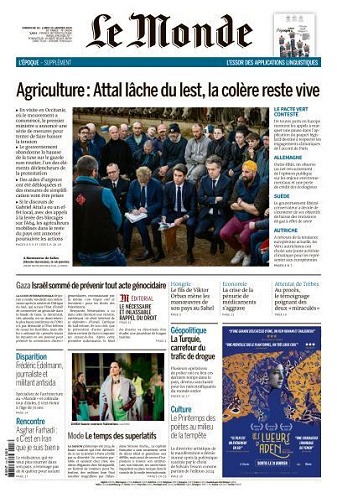 Le Monde du Dimanche 28 et Lundi 29 Janvier 2024