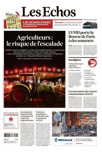 Les Echos du Lundi 29 Janvier 2024
