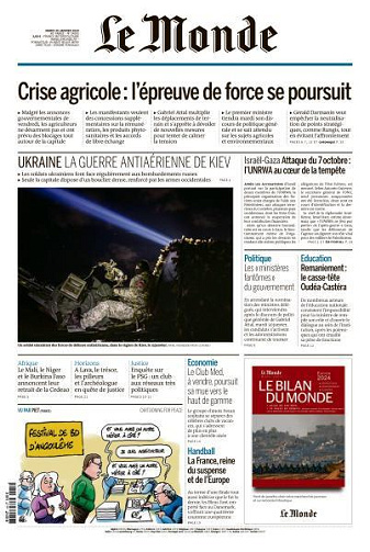 Le Monde du Mardi 30 Janvier 2024