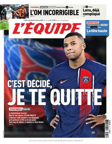 L’equipe du Vendredi 16 Février 2024