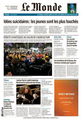 Le Monde du Dimanche 25 et Lundi 26 Février 2024