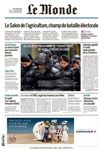 Le Monde du Mardi 27 Février 2024