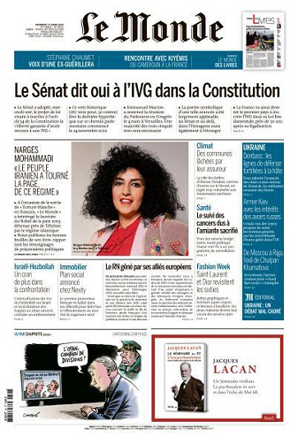Le Monde du Vendredi 1er Mars 2024