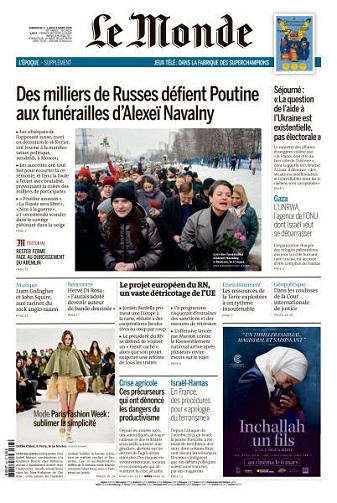 Le Monde du Dimanche 3 et Lundi 4 Mars 2024