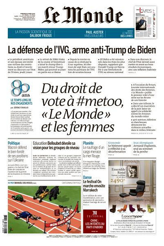 Le Monde du Vendredi 8 Mars 2024