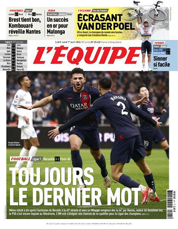 L’equipe du Lundi 1er Avril 2024